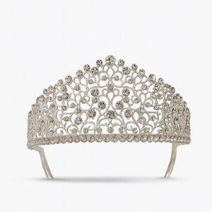 Elegant Silver Tiara Women’s Crown Silver Hairpiece Princess